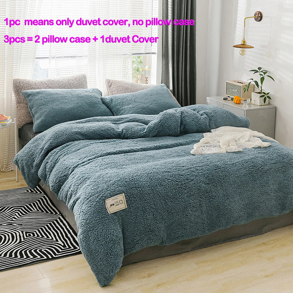 

Lamb Cashmere Bedding Set Duvet Cover Sets Soft Winter Warm Quilt Cover Pillow Case Thick Fleece