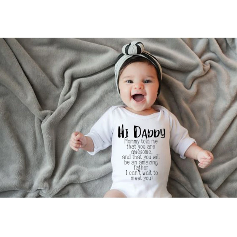 Salut Papa Maman M A Dit Que Vous Etes Genial Body Imprime Pour Bebe Garcon Et Fille Barboteuse A Manches Longues Combinaison Pour Nouveau Ne Aliexpress