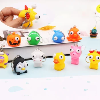 

Fun Eye Popping Squeeze Toys Colorful Cartoon Animal Keychain Anti Stress Fidget Hand Toy For Kids Gifts Stress Relief