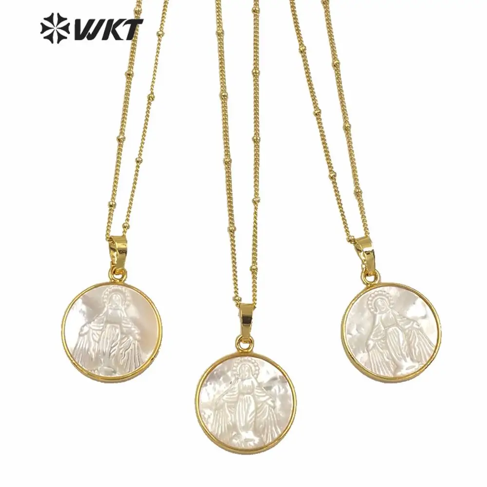Wtjn032 Religious Token Necklace, Blessed Virgin And Godess Pattern