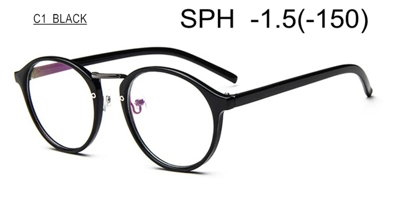 C1 (-1.5) SWOKENCE SPH-1,0 до-6,0 очки для близорукости конечный продукт для мужчин и женщин круглая оправа Очки для близоруких F116 - Цвет оправы: C1 (-1.5)