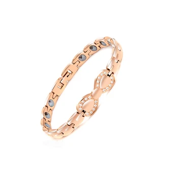 

38 New Fashion Rose Gold with zircon Size adjustable Relieve hand pain 99.999% Pure Germanium For Women Bracelet Holiday gifts
