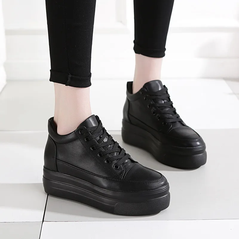 black hidden wedge sneakers