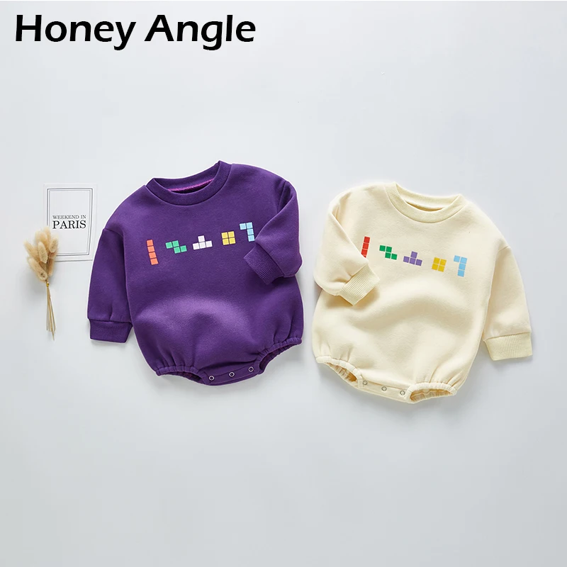 Honey Angle/зимние детские комбинезоны с длинными рукавами и принтом в Корейском стиле; Детский комбинезон; плотная теплая одежда для мальчиков и девочек; одежда для альпинизма; От 6 месяцев до 3 лет