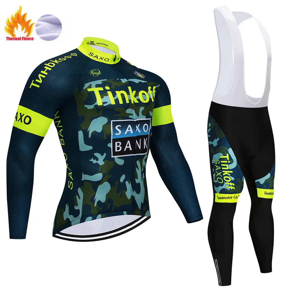 Tinkoff зимний комплект теплой флисовой велосипедной одежды Maillot Ropa Ciclismo Invierno MTB велосипедные майки спортивная одежда для велосипеда - Цвет: 1