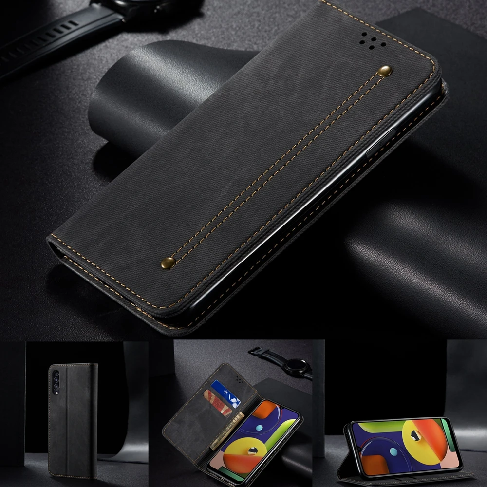 Чехол-книжка A50 A70 для samsung Galaxy A10S A20S A30S A50S M30S, роскошный Повседневный Кошелек, магнитный джинсовый кожаный чехол для телефона Etui