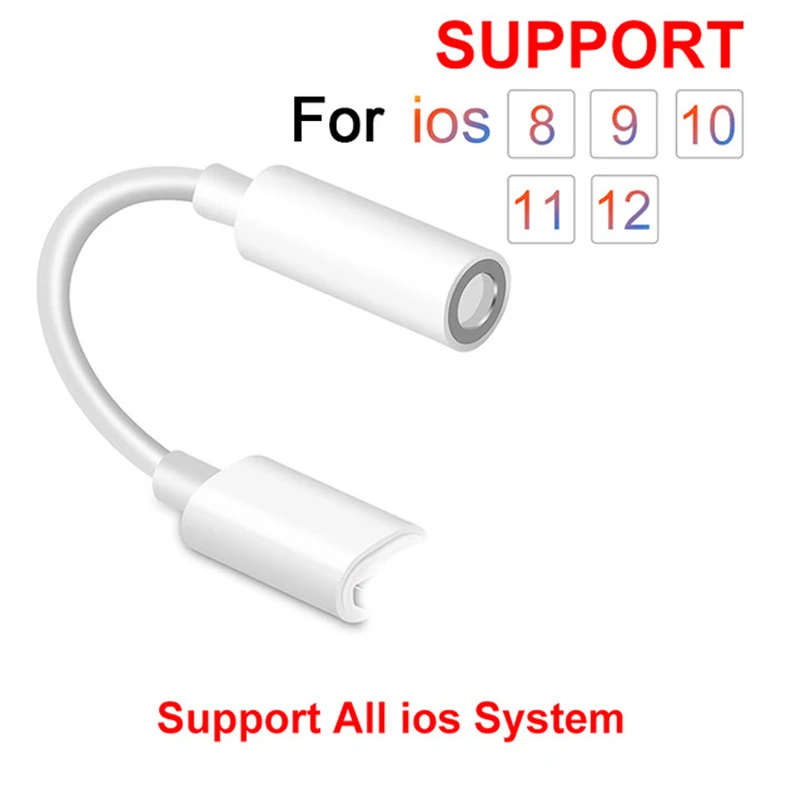 

For IOS Syetem Headphone Adaptador For iPhone 7 8 X AUX Audio Adapter for Lightning To 3.5mm Adapter Headphone Jack Cable