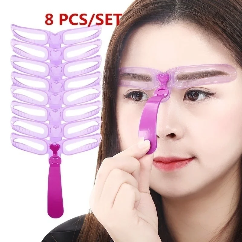 8pcs/set Eyebrow Stencils Reusable Shaping Template Helper Eye Brow Grooming Defining Shaper Makeup Tools Kit | Красота и здоровье