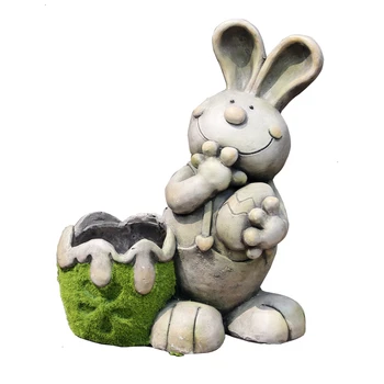 

Lovely Rabbit Flowerpot Meaty Green Plant Tuba Botany Cartoon Small Animal Originality Northern Europe Outdoors Garden Ornament