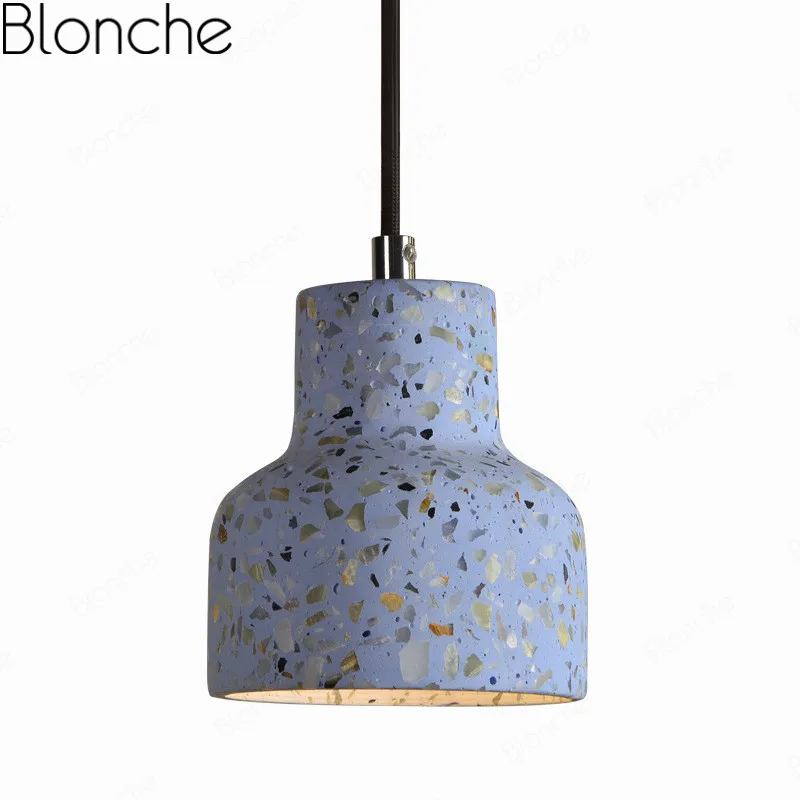 Modern Cement Pendant Lights Industrial Led Hanging Lamps for Living Room Restaurant Bar Counter Art Decor Lighting Fixtures E27 - Цвет корпуса: Синий