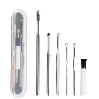 

6pcs Portable Ear Cleaner Set Ear Cleaning Spiral Earpick Ear Wax Remover Ear Curette Spiral Spoon Earpick Set Cleaning Tools