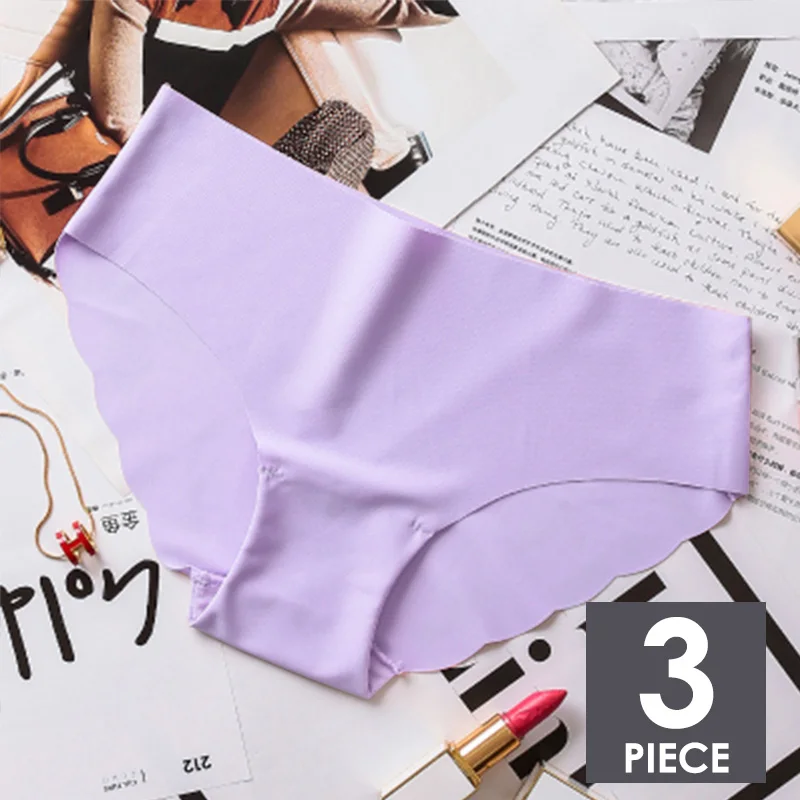 P 3pcs 3 шт./компл. Seamles Ice Silk трусы для Для женщин сексуальные трусы с низкой посадкой ультра-тонкое нижнее белье стринги женские трусы, интимное# D - Цвет: P 3pcs