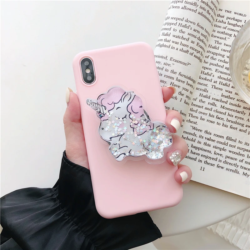 3D Quicksand Phone Holder Case For Samsung Galaxy A50 A30 A40 A20 A10 A70 A60 A80 A7 A8s Cute Stand Soft Back Cover - Цвет: 01