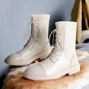 

2020 New The High Quality Women Ankle Boots Genuine Leather Riding Boots Casual Shoes Woman Winter Warm High Heels Boots