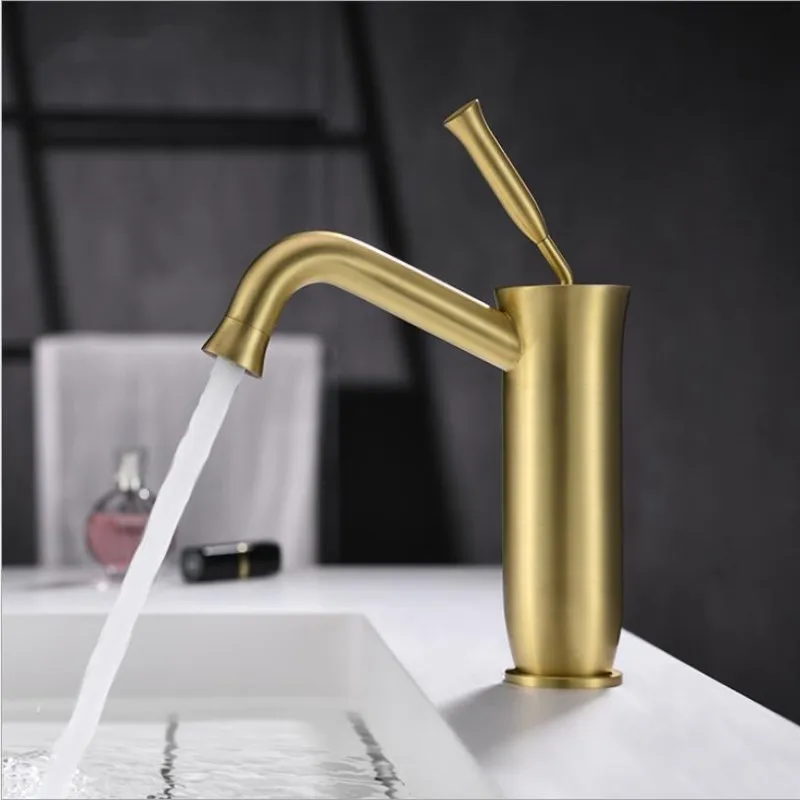 Красный Vidric New Arrival Brush gold/Black Bathroom Basin Faucet Single Handle Mixer Tap Deck Mounted Hot And Cold Tap Sink Faucet - Цвет: Красный