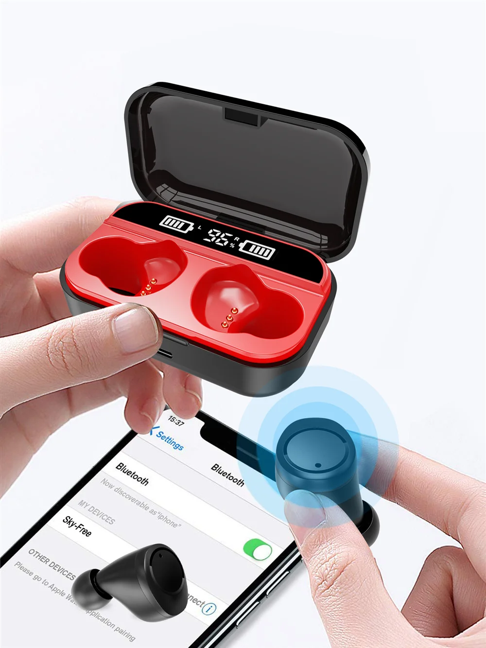 Yulubu наушник с Bluetooth цифровой светодиодный дисплей зарядный чехол беспроводной вкладыши X5 мини наушники для всех телефонов