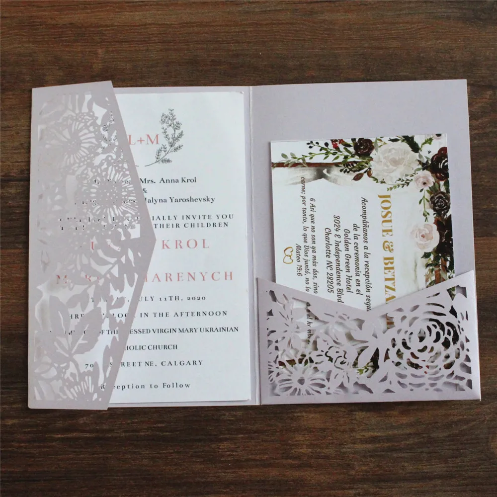Invitaciones de boda rústicas, Quinceañera de boda, hoja verde oscura,  flor, corte láser, impresión personalizada, multicolor, suministro de  deshierbe - AliExpress, image size:1000x1000