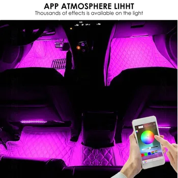 

Car LED Strip Lights, Aukora Bluetooth App Controller Interior Lights For Car 48 LEDs Multi Color Music Car Strip Light