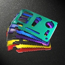 Herramienta multifunción EDC de rescate para tarjetas de crédito equipo de acero inoxidable para exteriores y supervivencia, Gadget multiusos, Kit de herramientas para abrir Camping 2
