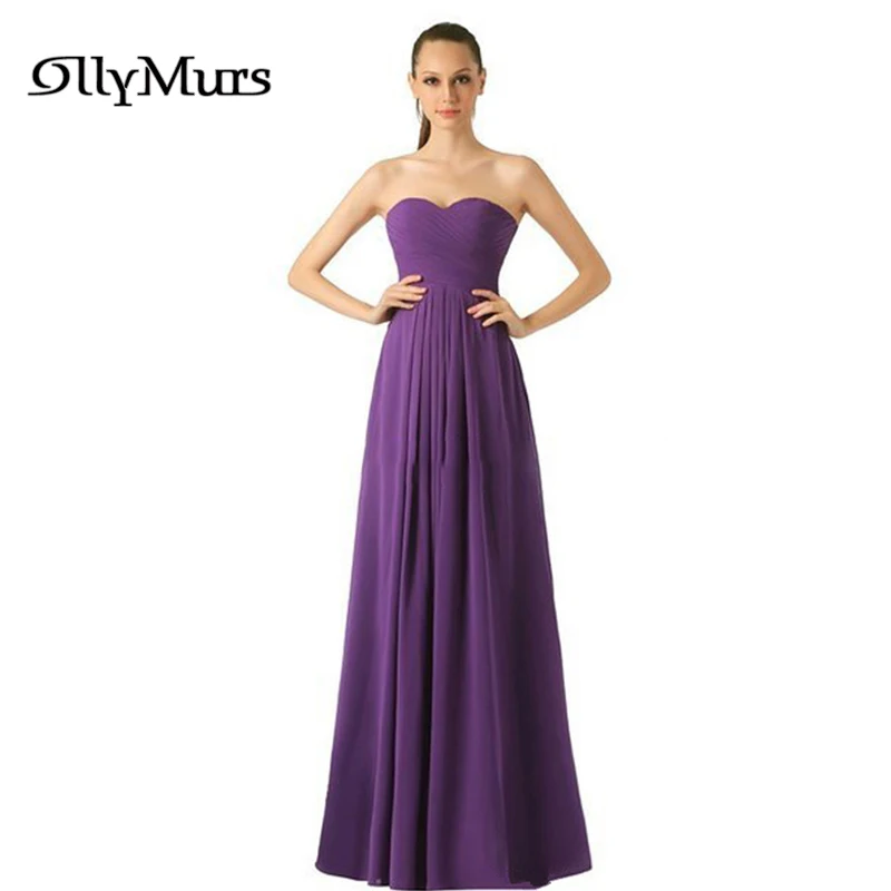 Chiffon Bridesmaid Dresses LR981 Elegant Strapless Solid Color Wedding Gues Dress Long For Party Woman | Свадьбы и торжества