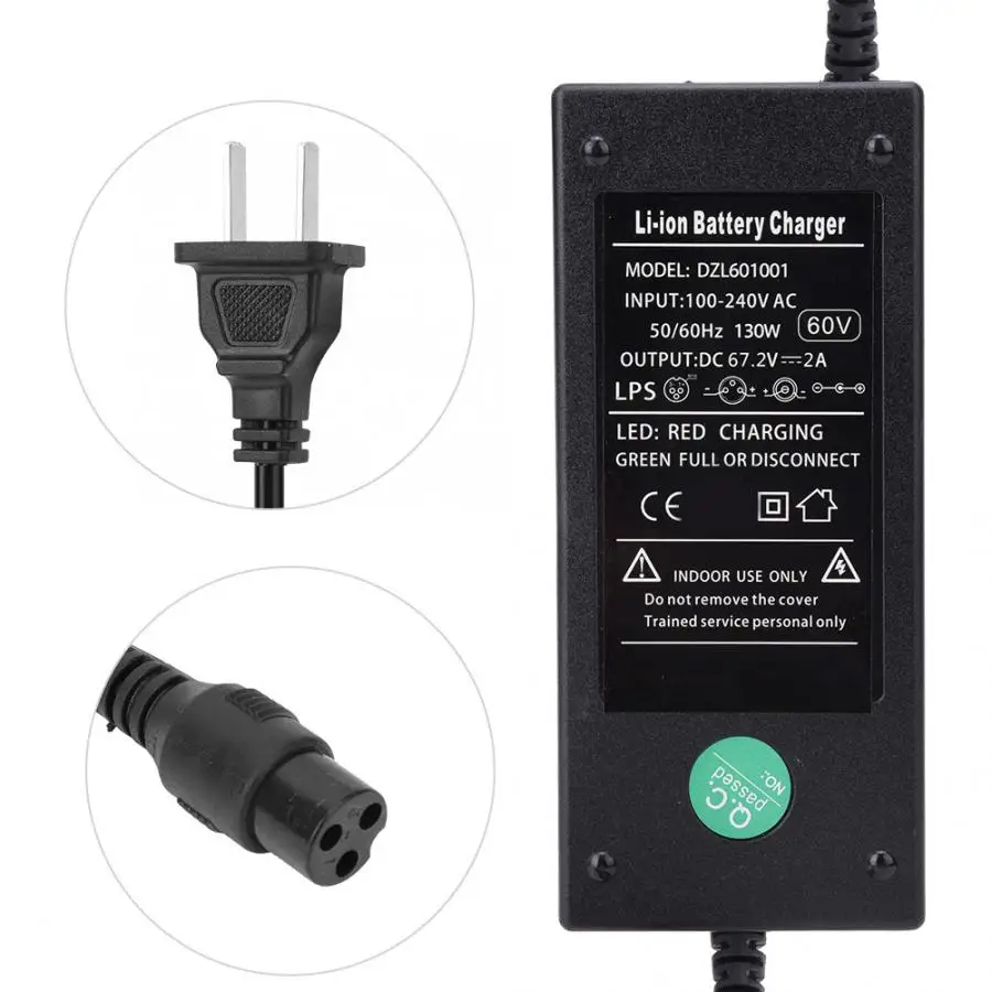 54.6V 2A Universal Electric Scooter E-bike Smart Battery Charger Power Adapter US 100-240V Electric Bicycle Scooter Charger