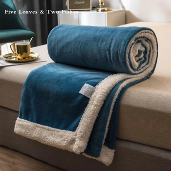 

Christmas throw blanket bedding thick warm flannel blanket new year lamb velvet winter blanket Winter quilt knit sofa throws