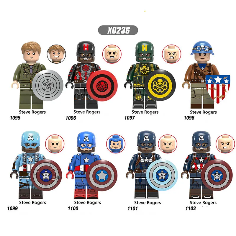 

New Sale Compatible Legoeinglys Captain America Marvel Super Heroes Steve Rogers Avengers Endgame Building Block Toy Gifts X0236