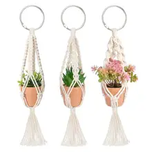 3 Pack Macrame Plant Hanger Indoor Outdoor With 3 Hang Stainless Steel Rings Hand-Woven 35cm Wall Hang Planter Ceiling Plants