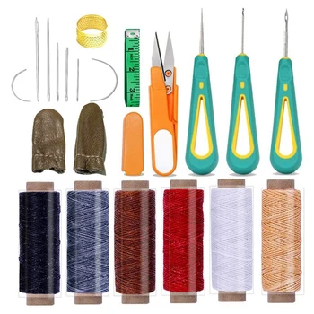 

21 Pieces Leather Sewing Kit, Leather Stitching Tools with Leather Needles, for Leather Sewing Leather Sewing Tools Kit