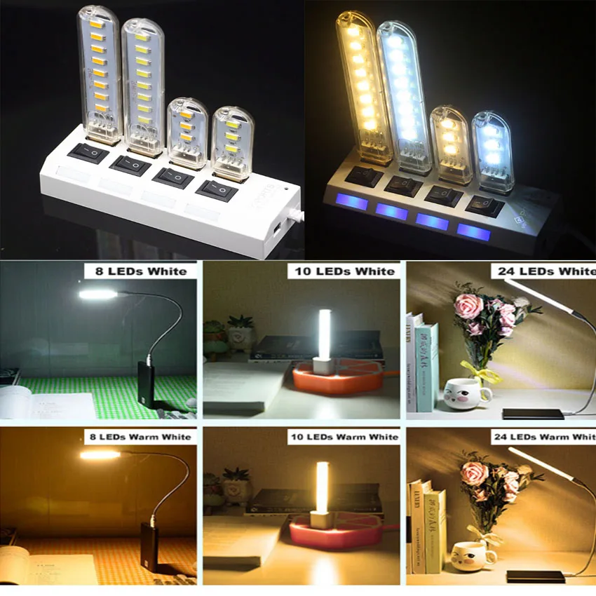 USB LED desk lamp White light table reading lamp SMD Portable emergency response LED Bulb DC 5V Power Warm White USB Night light