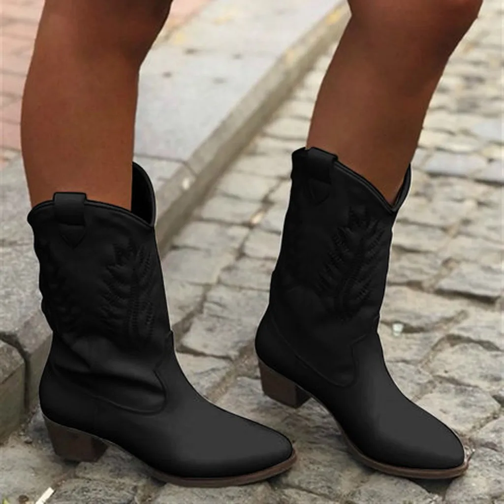 Новые модные женские ботинки; сезон весна-зима; черные и белые сапоги; модная обувь; высококачественные ковбойские сапоги в ковбойском стиле; женская обувь