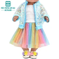Vêtements pour poupée américaine de 43cm, veste à la mode, costume, jupe en gaze, cadeau 2