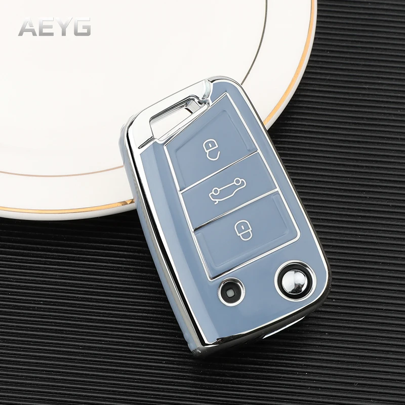 Key Case Cover Key Case TPU Car Key Case Full Cover Fob For VW Volkswagen Golf 7 MK7 Tiguan MK2 For SEAT Ateca Leon FR 2 Ibiza Skoda Octavia