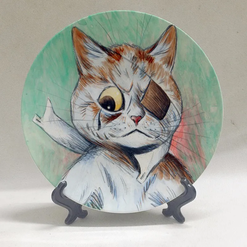 Художественная тарелка Луи Вайн, настенная тарелка, животные, кошки калейдоскоп, декоративная тарелка на стену, подвесная тарелка, украшение фона - Цвет: y