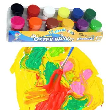 

Free shipping 20ml 12 Vibrant Colors Washable Gouache Paint for Kids School Finger Paint