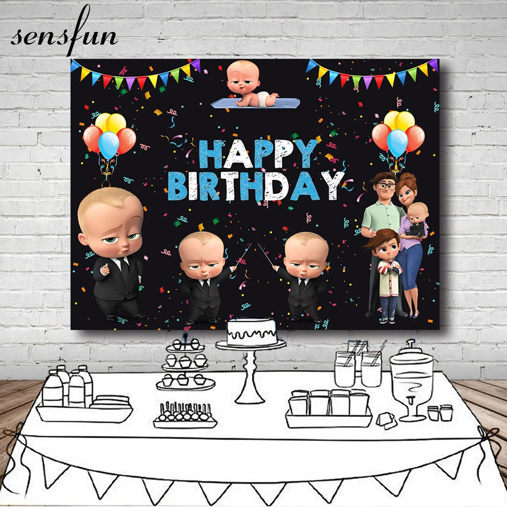 Sensfun Boss детский Фотофон для фотостудии черный флажки воздушные шары мальчиков