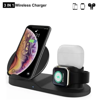 

3 In1 Qi Wireless Charger Stand for X XS MAX XR 8 Fast Charging Dock Station for Watch 4 3 2 1