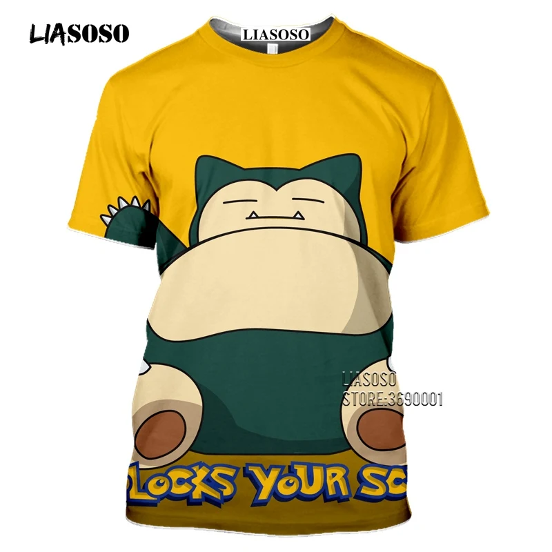 Japan Cartoon Snorlax T shirts Men 3D Print Kawaii Pokemon Tshirt Summer Casual Harajuku Shirt Fitness Hip Hop Tops Streetwear (8)