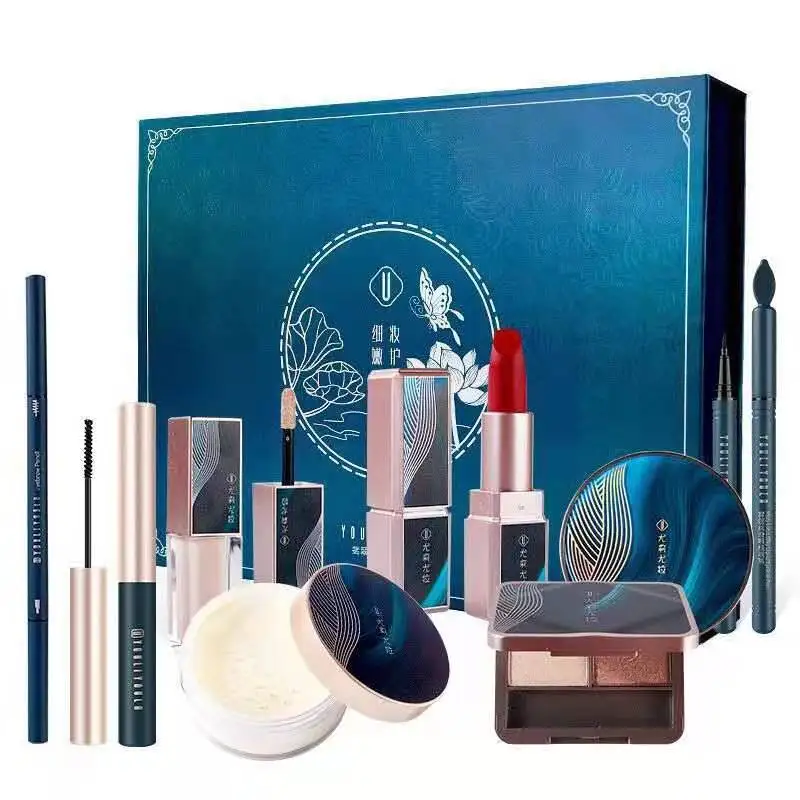 All In One Makeup Kit Air Cushion BB Cream Loose Powder Concealer Lipstick Eyeshadow Beauty Cosmetic Makeup Set 8/5Pcs