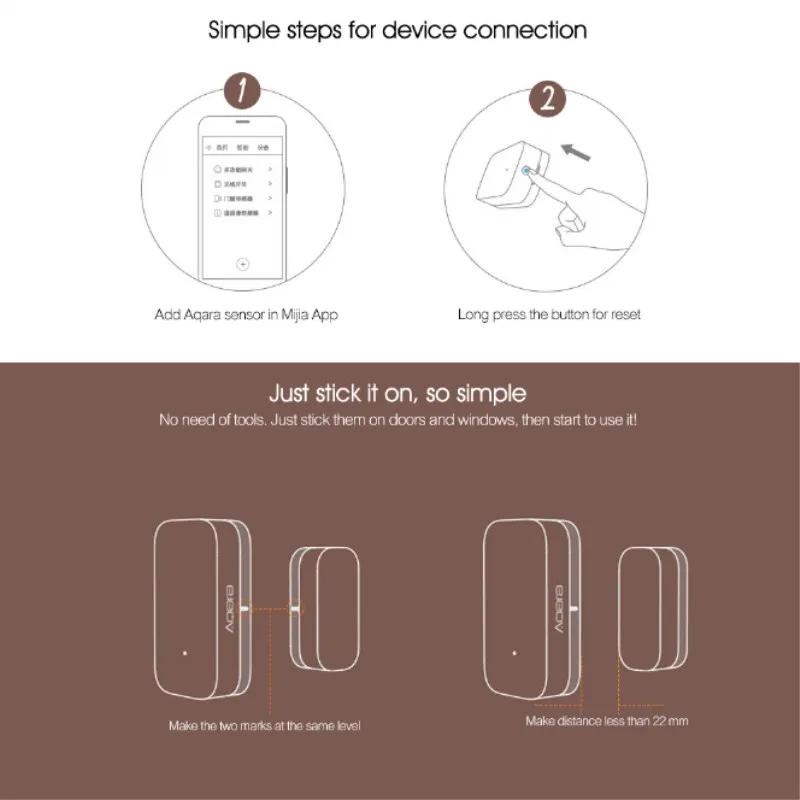 Aqara Smart Door Window Sensor ZigBee Wireless Connection Smart Mini door sensor Work With Mi App For Android IOS Phone