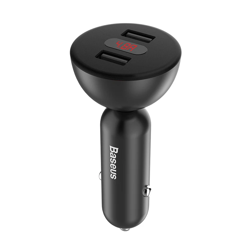 5v 1a usb Baseus Car Charger USB Fast Charging 4.8A 360 Rotation Display Player Charger Dual USB Car Mobile Phone Charger Adapter ForPhone usb c power adapter 20w Chargers