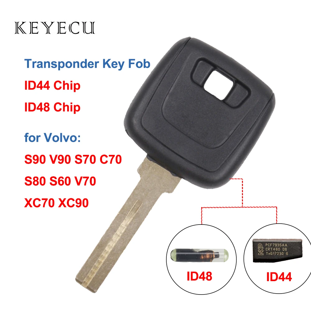 Keyecu Replacement Ignition Transponder Chip Key With Id44 / Id48 Chip