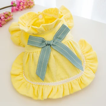 

Big Bowknots Flannel Warm Dresses For Dogs Autumn And Winter Puppy Cute Wedding Party Graceful Pet Cat Skirt XS XL Soft Comfort