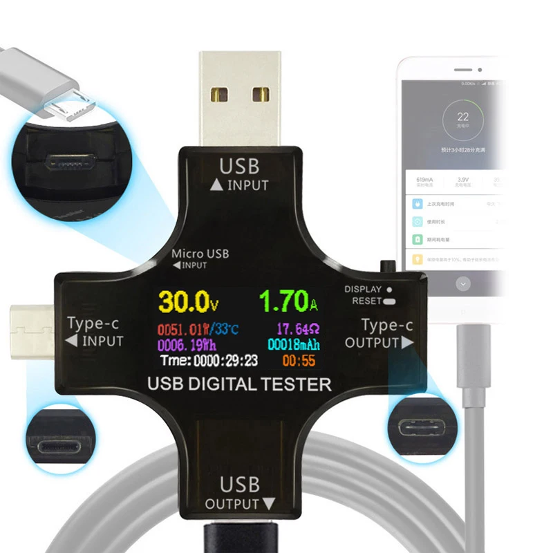 Цветной TFT USB тестер Bluetooth тип-c PD цифровой вольтметр напряжение измеритель тока Амперметр детектор power bank индикатор зарядного устройства
