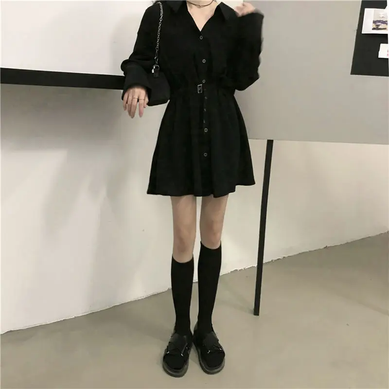 Mini Dress Women New Sexy Slim Abdomen Hepburn Style Fashionable Streetwear Solid Long Sleeve V-Neck Autumn Elegant Temperament wedding guest dresses