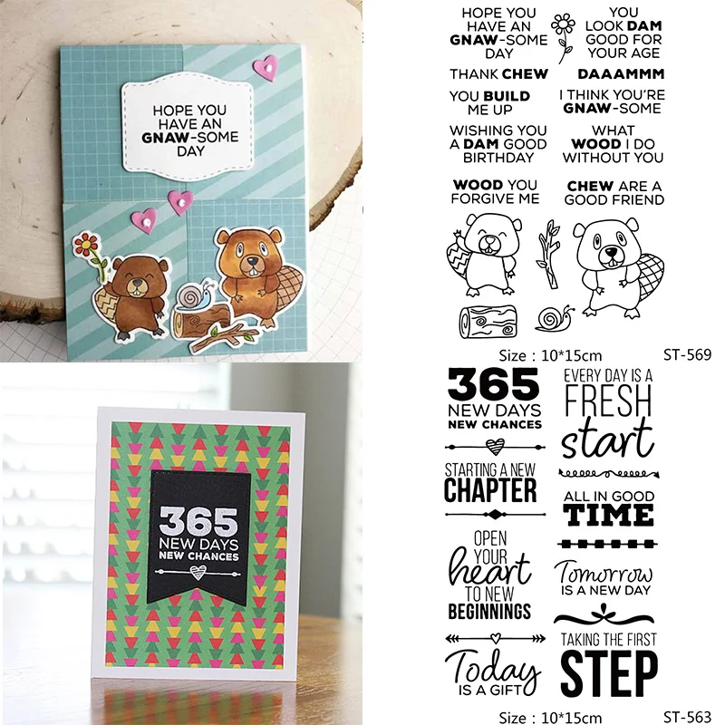 

AZSG Cute Beaver / Cherish Time Clear Stamps/Seals For DIY Scrapbooking/Card Making/Album Decorative Silicone Stamp Crafts