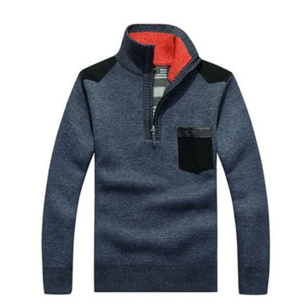 Новинка зимы, мужской кашемировый свитер, модный, на молнии, со стоячим воротником, тонкий, утолщенный, Повседневный, пуловер, мужской, брендовый свитер J657 - Цвет: Blue