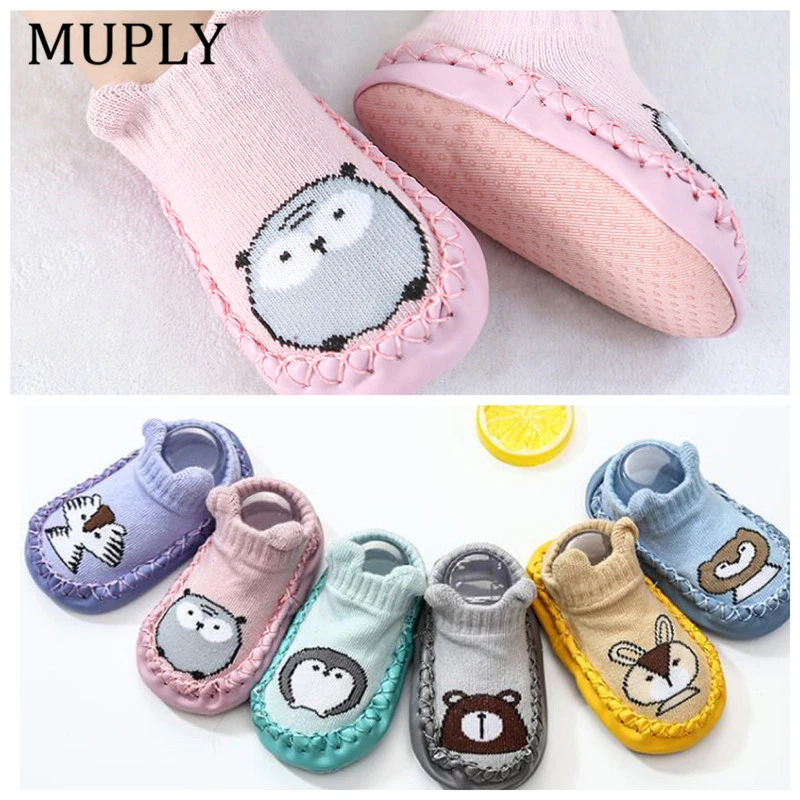 

Baby Newborn Cartoon animal Socks Soft Bottom Anti Slip Floor PU Leather Toddler Girl Boy Infant Baby Sokken Chaussette