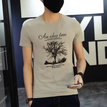 

Summer new men's street letter characters print loose short-sleeved T-shirt 7734