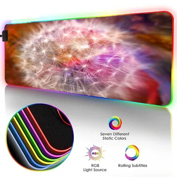 

Large Mouse Pad Plant Dandelion Pattern RGB Gaming Mouse Pad LED Luminous Color Lighting Table Mat Mousepad